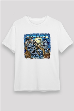 Airbourne Baskılı Unisex Beyaz Tişört