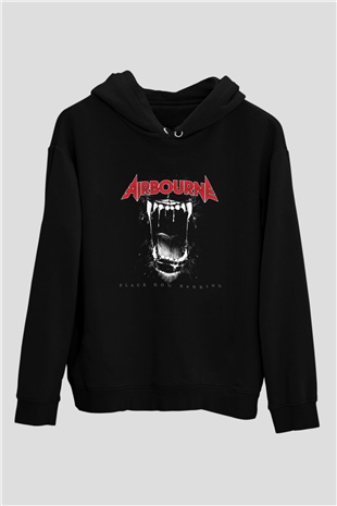 Airbourne Baskılı Unisex Siyah Hoodie