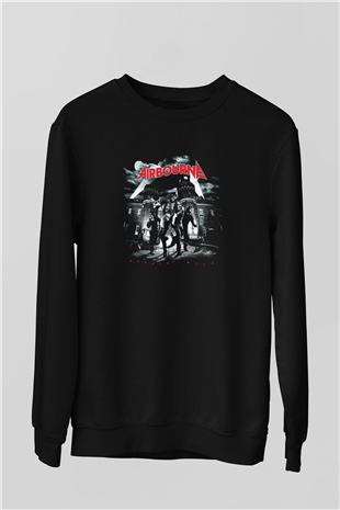 Airbourne Baskılı Unisex Siyah Sweatshirt