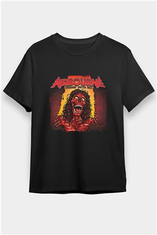 Airbourne Baskılı Unisex Siyah Tişört