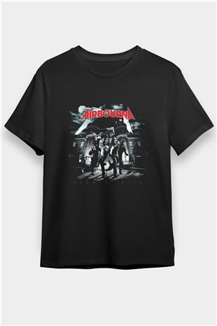 Airbourne Baskılı Unisex Siyah Tişört