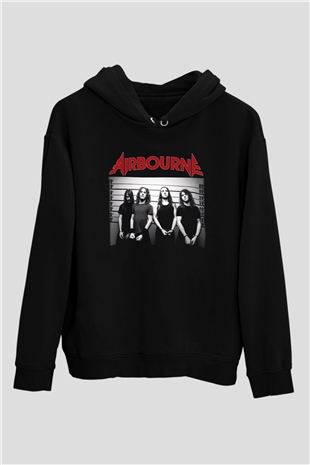 Airbourne Siyah Unisex Kapüşonlu Sweatshirt
