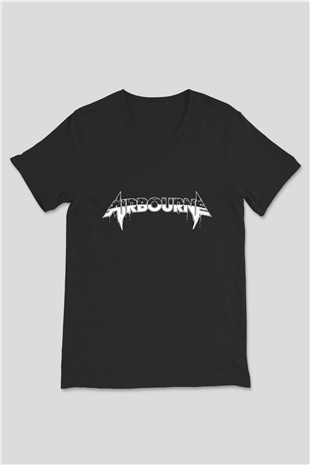 Airbourne Siyah Unisex V Yaka Tişört T-Shirt