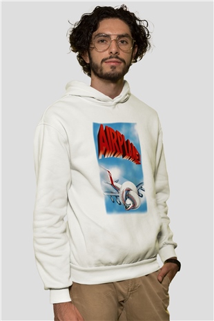 Airplane Beyaz Unisex Kapşonlu Sweatshirt