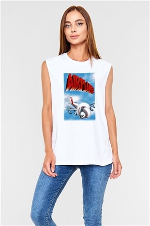 Airplane Beyaz Unisex Kolsuz Tişört