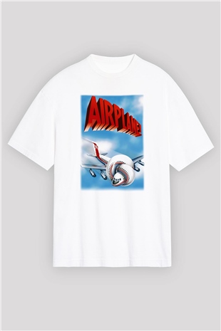 Airplane Beyaz Unisex Oversize Tişört