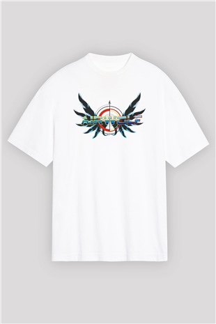 Airwolf Beyaz Unisex Oversize Tişört