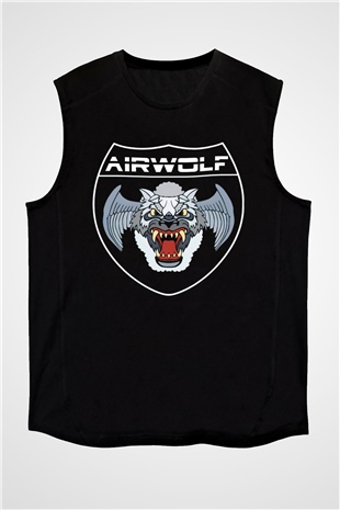 Airwolf Siyah Unisex  Kolsuz Tişört