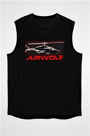 Airwolf Siyah Unisex  Kolsuz Tişört