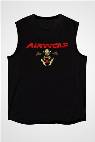 Airwolf Siyah Unisex  Kolsuz Tişört