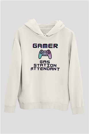 Akaryakıt Beyaz Unisex Kapüşonlu Sweatshirt