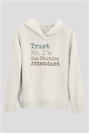 Akaryakıt Beyaz Unisex Kapüşonlu Sweatshirt