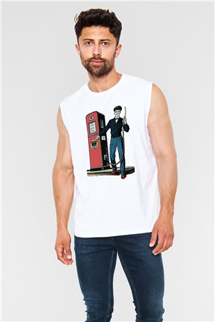 Akaryakıt Beyaz Unisex Kolsuz Tişört