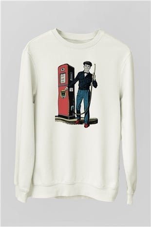 Akaryakıt Beyaz Unisex Sweatshirt