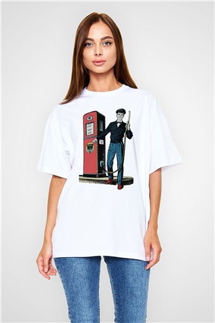 Akaryakıt Beyaz Oversize Tişört Oversize T-shirt - TişörtFabrikası