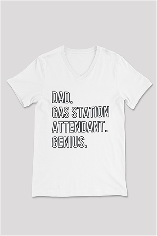 Akaryakıt Beyaz Unisex V Yaka Tişört