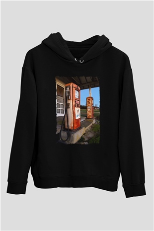 Akaryakıt Siyah Unisex Kapüşonlu Sweatshirt