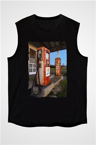 Akaryakıt Siyah Unisex Kolsuz Tişört