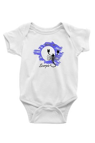 Akrep Burcu Baskılı Beyaz Unisex Bebek Body - Zıbın