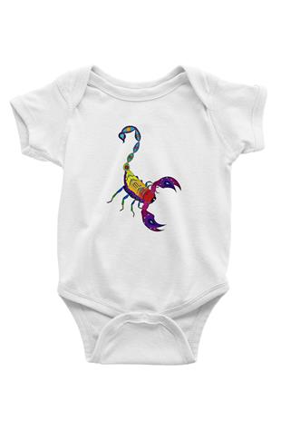 Akrep Burcu Baskılı Beyaz Unisex Bebek Body - Zıbın