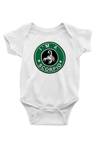 Akrep Burcu Baskılı Beyaz Unisex Bebek Body - Zıbın