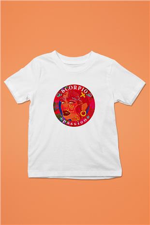 Akrep Burcu Baskılı Beyaz Unisex Beyaz Çocuk Tişört - Tshirt