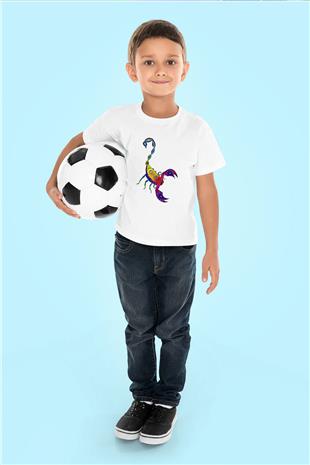 Akrep Burcu Baskılı Beyaz Unisex Beyaz Çocuk Tişört - Tshirt