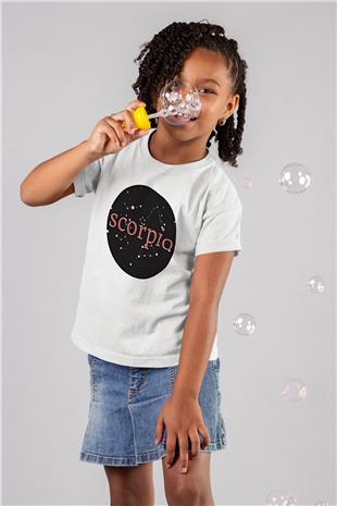Akrep Burcu Baskılı Beyaz Unisex Beyaz Çocuk Tişört - Tshirt