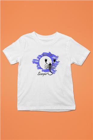 Akrep Burcu Baskılı Beyaz Unisex Beyaz Çocuk Tişört - Tshirt
