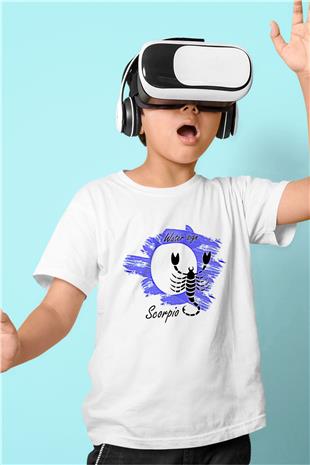 Akrep Burcu Baskılı Beyaz Unisex Beyaz Çocuk Tişört - Tshirt