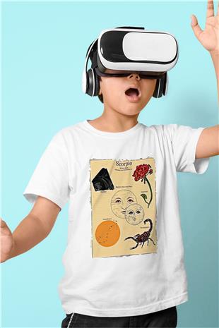 Akrep Burcu Baskılı Beyaz Unisex Beyaz Çocuk Tişört - Tshirt