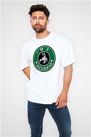 Akrep Burcu Baskılı Beyaz Unisex Oversize Tişört - Tshirt