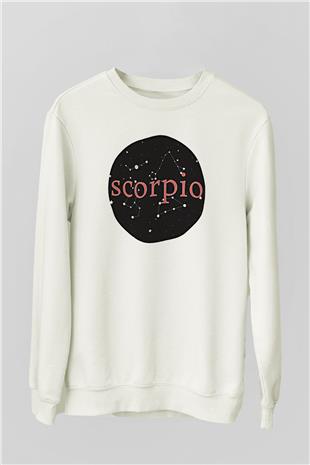 Akrep Burcu Baskılı Beyaz Unisex Sweatshirt