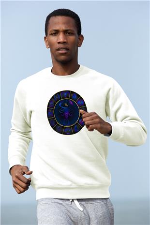 Akrep Burcu Baskılı Beyaz Unisex Sweatshirt
