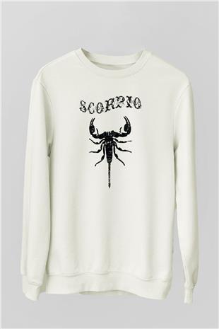 Akrep Burcu Baskılı Beyaz Unisex Sweatshirt
