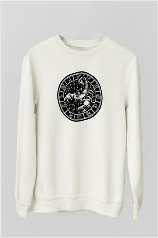 Akrep Burcu Baskılı Beyaz Unisex Sweatshirt
