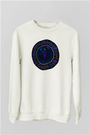 Akrep Burcu Baskılı Beyaz Unisex Sweatshirt