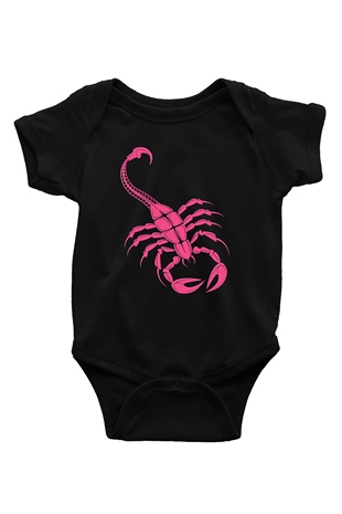 Akrep Burcu Baskılı Unisex Siyah Bebek Body - Zıbın