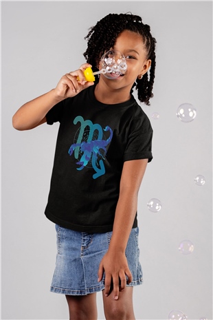 Akrep Burcu Baskılı Unisex Siyah Çocuk Tişört - Tshirt