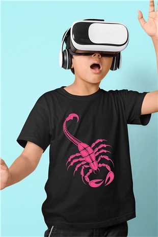 Akrep Burcu Baskılı Unisex Siyah Çocuk Tişört - Tshirt