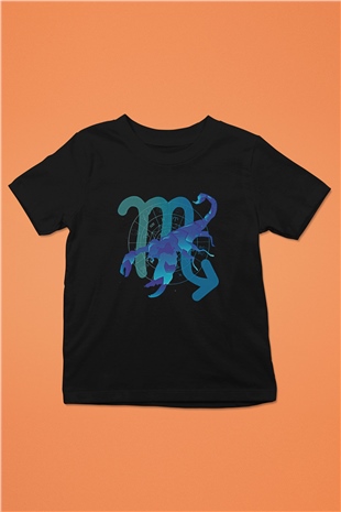 Akrep Burcu Baskılı Unisex Siyah Çocuk Tişört - Tshirt