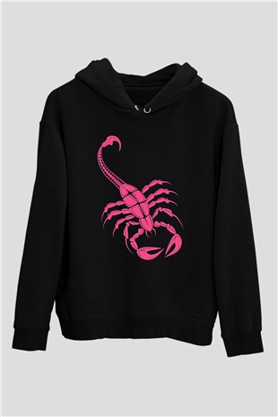 Akrep Burcu Baskılı Unisex Siyah Hoodie