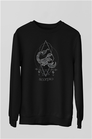 Akrep Burcu Baskılı Unisex Siyah Sweatshirt