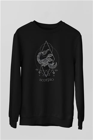 Akrep Burcu Baskılı Unisex Siyah Sweatshirt
