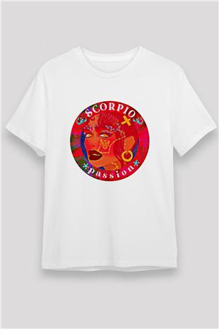 Akrep Burcu Unisex Baskılı Beyaz Tişört - Tshirt