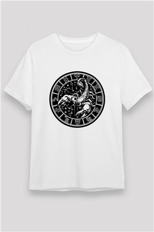 Akrep Burcu Unisex Baskılı Beyaz Tişört - Tshirt