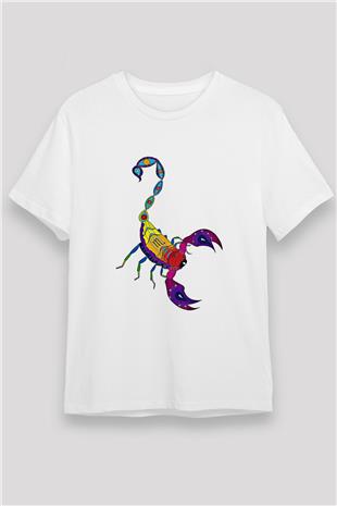 Akrep Burcu Unisex Baskılı Beyaz Tişört - Tshirt
