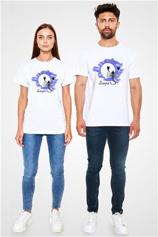 Akrep Burcu Unisex Baskılı Beyaz Tişört - Tshirt