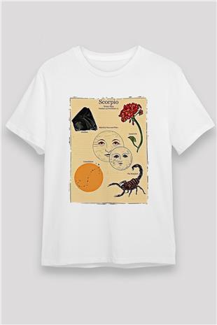 Akrep Burcu Unisex Baskılı Beyaz Tişört - Tshirt