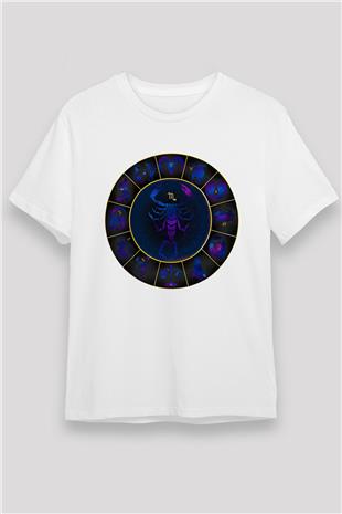 Akrep Burcu Unisex Baskılı Beyaz Tişört - Tshirt